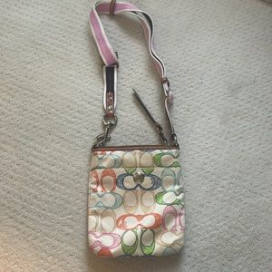 Coach cross body/shoulder bag with colorful monogram